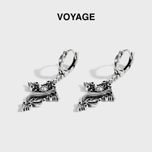 鸢尾花十字架STK同款 锆石耳钉耳扣耳饰耳圈秋冬配饰 耳坠耳环男款