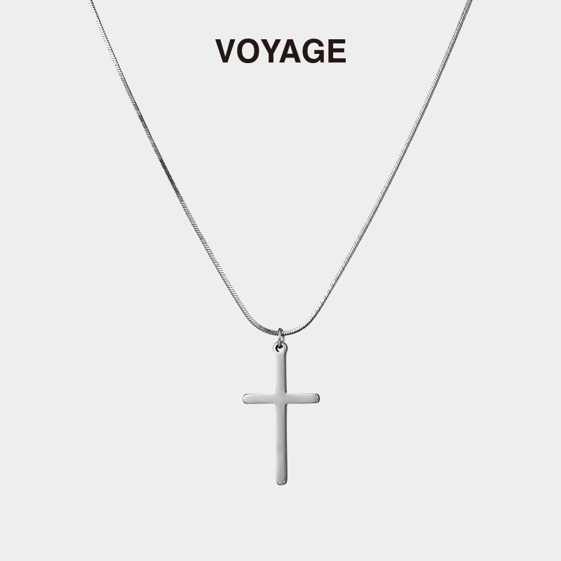 VOYAGE简约十字架钛钢项链个性图片