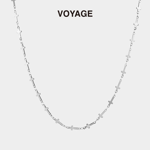 VOYAGE钛钢十字架项链个性锁骨链
