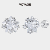 钛合金五角星耳钉女超闪星星锆石养耳洞耳骨钉耳蜗钉耳环钛钢耳饰