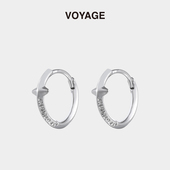 VOYAGE素圈男士 耳环女男小众设计感高级耳钉男生耳圈简约耳扣夏季
