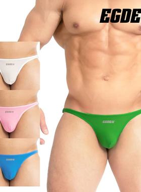 现货人气日本EGDE网纱纯色多巴胺半透明低腰男士丁字裤T裤3763