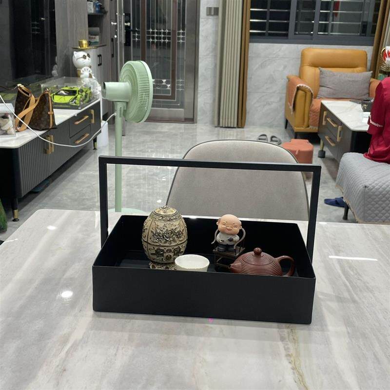 铁皮茶托台茶店铁艺托盘长方形茶杯收纳置物架家用客厅创意水果盘