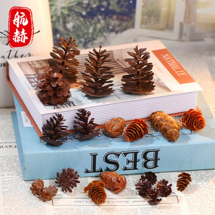 圣诞装饰松果塑料松果DIY花束插枝配件仿真落叶松圣诞树花环挂件