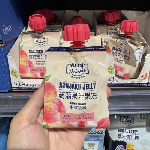 奥乐齐ALDI delight蒟蒻果汁果冻 水蜜桃 165g 0脂肪国内超市代购