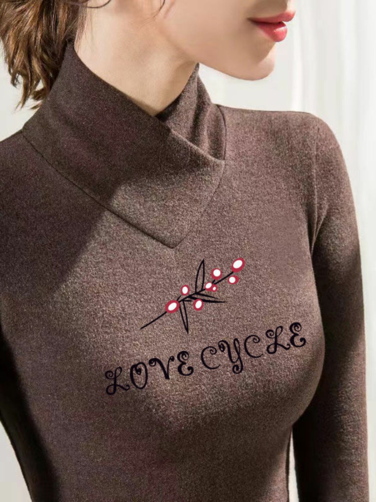 양면 독일 벨벳 가을 겨울 서양식 바닥 셔츠 슬리밍 배꼽 덮음 대형 긴팔 프린트 티셔츠 여성용 두꺼운 따뜻한 셔츠