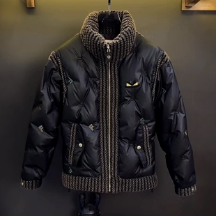 2026新款立领恶魔小眼睛全身刺绣陨石黑高端保暖极寒外套