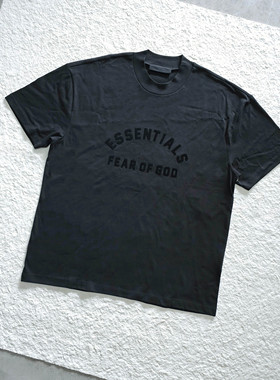现货23款Fog Essentials Jet Black圆领短袖高街宽松美潮短t男女
