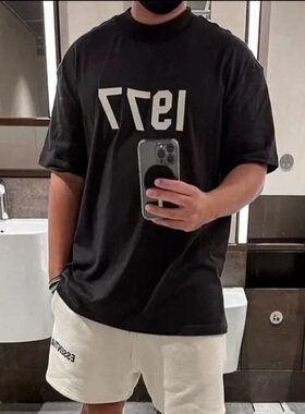 现货FOG复线ESSENTIALS 1977系列植绒圆领短袖宽松高街短t男女潮