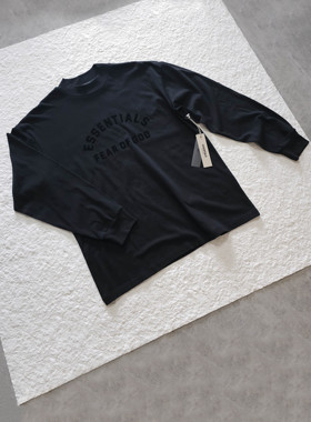 现货23款Fog Essentials硅胶字母圆领长袖高街宽松美潮长t男女