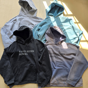 男女 休闲宽松帽衫 现货ERD忧郁 富二代水洗做旧破坏连帽卫衣美式