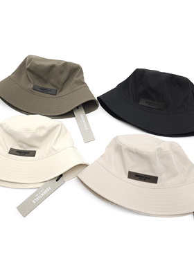 现货ESSENTIALS梭织胶标渔夫帽遮阳防晒户外休闲百搭帽子男女潮