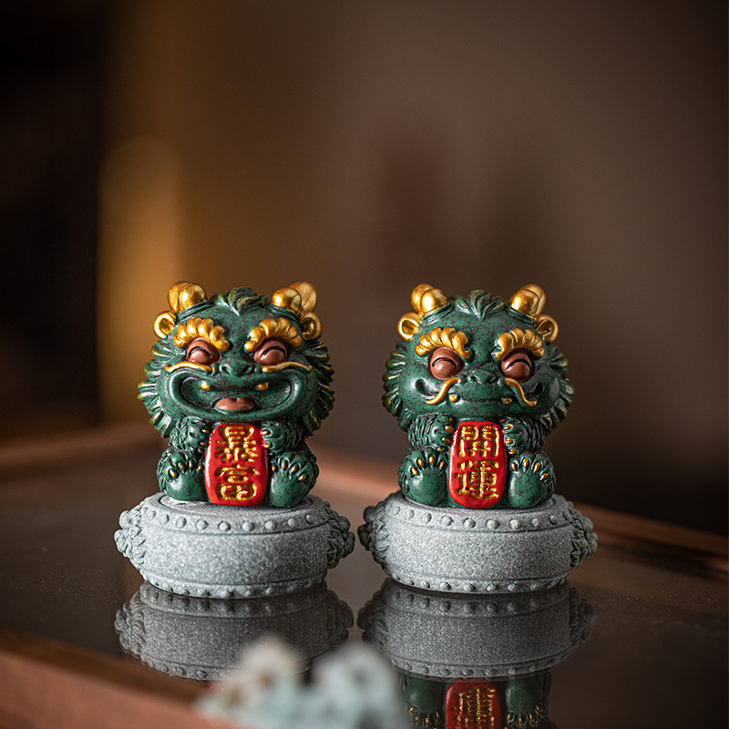 招财祥龙麒麟瑞兽一对小摆件可爱治愈系创意家居办公桌面装饰礼品,家居饰品,装饰摆件,淘宝优惠券,粉丝福利购,淘宝优惠卷