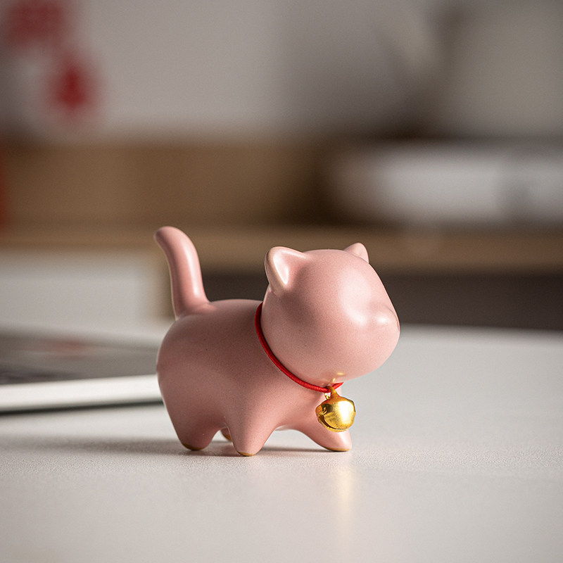 陶瓷小猫动物小摆件茶宠家具简约现代中式盆景鱼缸造景装饰工艺品