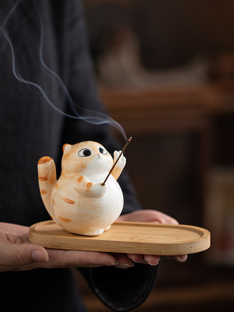 创意陶瓷可爱小花猫香，檀香木香，家室内禅宗香炉，茶室香架,家居饰品,香托/香盘/香座/香插,淘宝优惠券,粉丝福利购,淘宝优惠卷