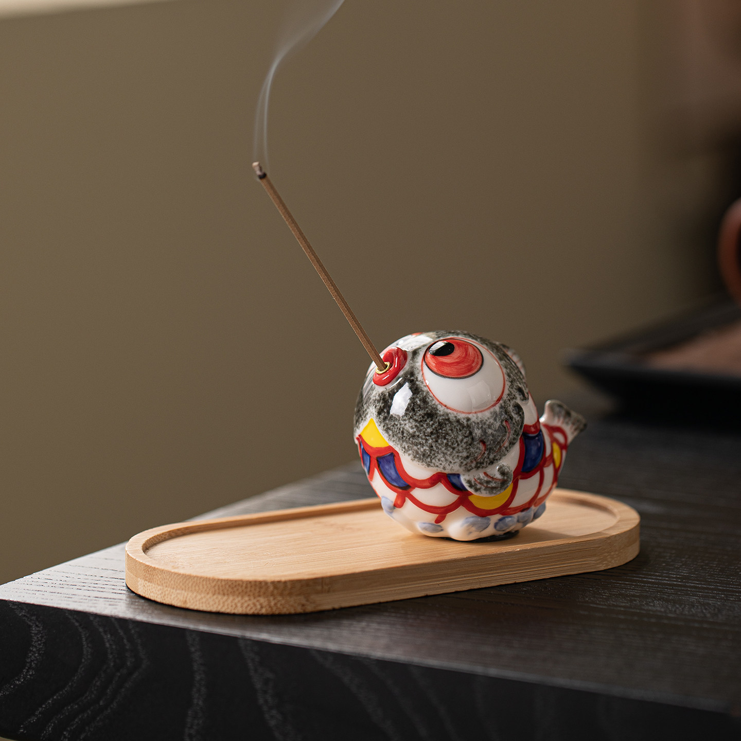 中式开运锦鲤线香插香座家用室内香薰炉可爱陶瓷小鲤鱼茶道摆件,家居饰品,桌面摆件,淘宝优惠券,粉丝福利购,淘宝优惠卷