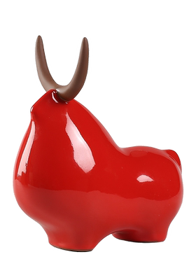 可爱风五福牛摆件茶室创意陶瓷