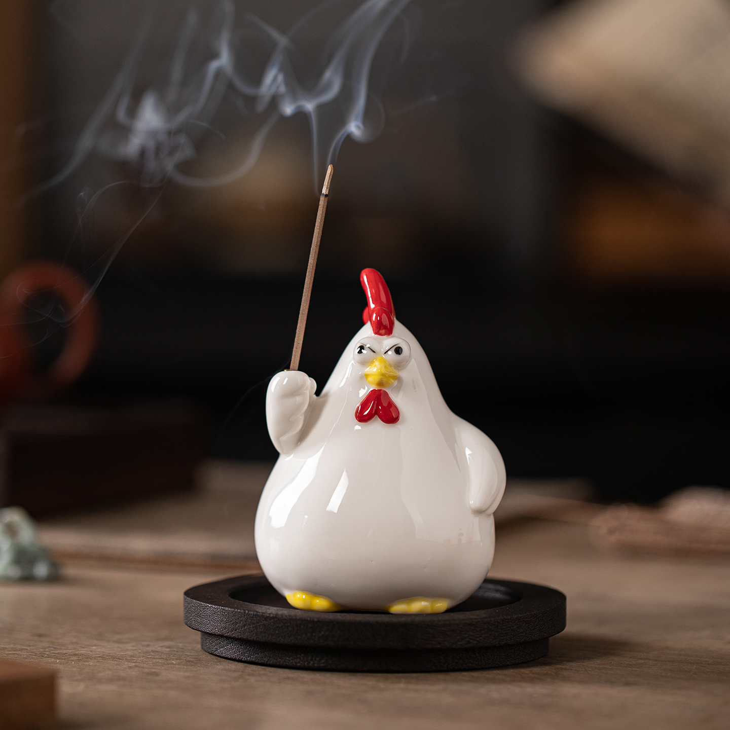 创意陶瓷可爱个性鸡不可湿香插