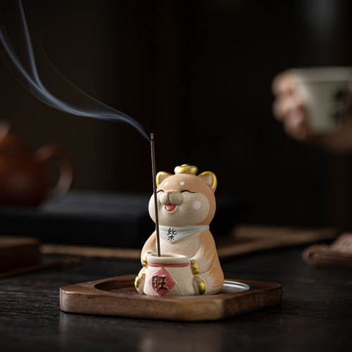 手工可爱柴犬线香插香薰茶宠