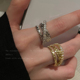 金色开口戒指女轻奢小众设计高级感食指戒巨好看夸张叠戴组合配饰