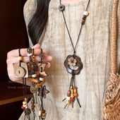 新中式 毛衣链小众设计感挂脖配饰 长款 月牙串珠项链女2026新款 爆款