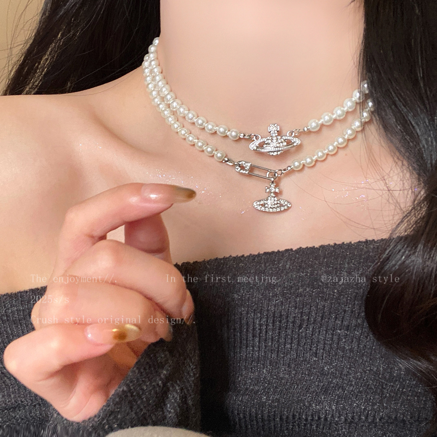西太后土星珍珠项链女2026秋冬新款高级感毛衣链小众叠戴颈链配饰,饰品/流行首饰/时尚饰品新,项链,淘宝优惠券,粉丝福利购,淘宝优惠卷