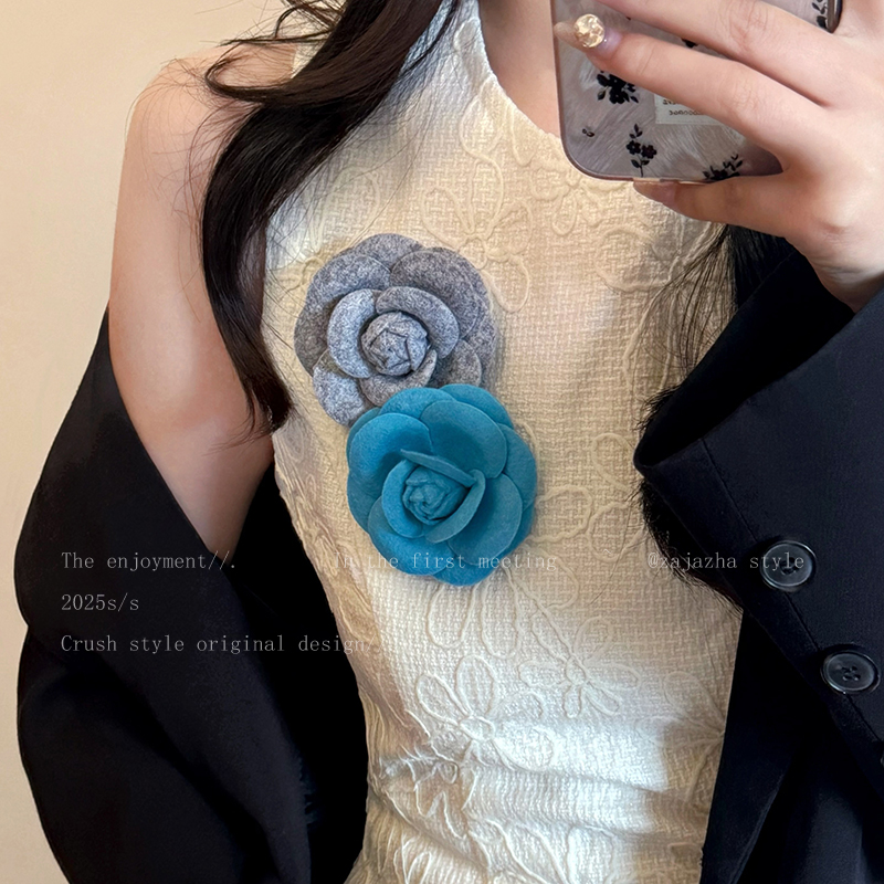 法式复古小香山茶花胸针