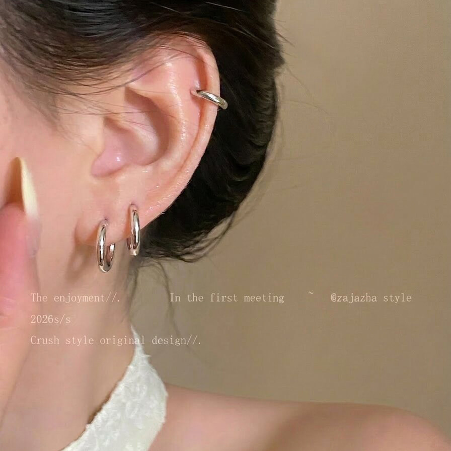 s925纯银养耳洞素圈小耳环女夏图片