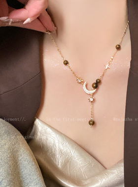 美拉德虎眼石星月项链