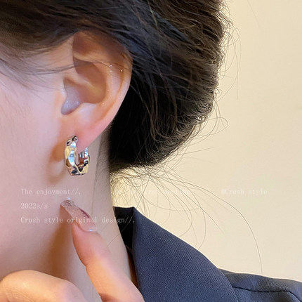 几何不规则圆圈金属耳钉女ins简约冷淡风耳饰轻奢小众高级感耳扣