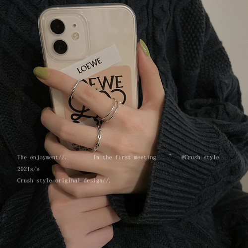 三件套银色多圈气质时尚网红戒指