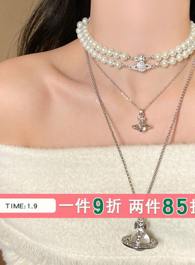 新年西太后立体土星项链女