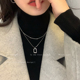 双层镂空方形项链女款 秋冬轻奢小众设计高级感配饰2026新款 毛衣链