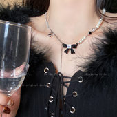蝴蝶结珍珠项链女款 轻奢小众高级感气质配饰小香风日常秋冬毛衣链