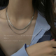 银色双层叠戴项链女2026新款 蛇骨链配饰小众轻奢锁骨链卫衣链 个性