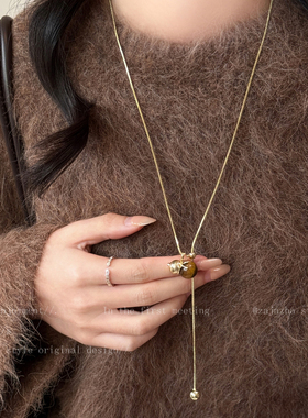 虎眼石葫芦流苏毛衣链女