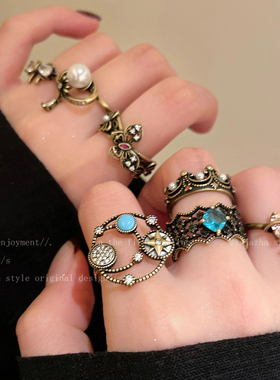 中古vintage珍珠蝴蝶结戒指秋冬