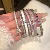 字母满钻手镯女款 叠戴巨好看设计感手饰品轻奢小众高级感精致手链