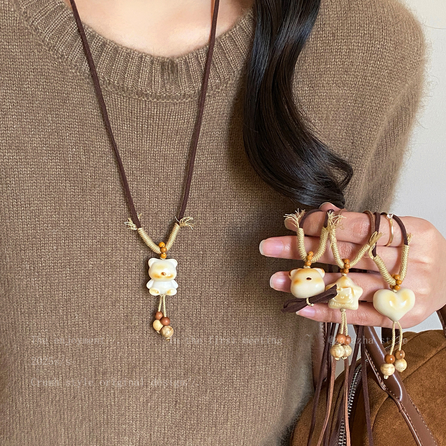 可爱象牙果爱心吊坠项链女