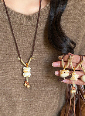 可爱象牙果爱心吊坠项链女