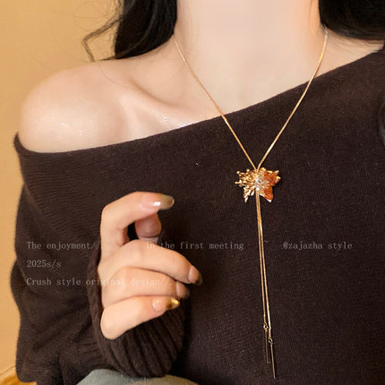 冬日色彩~金色蝴蝶长款项链女2025新款秋冬毛衣链大气高档配饰品