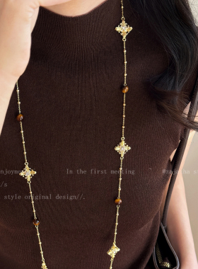 法式鸢尾花珍珠项链女秋冬