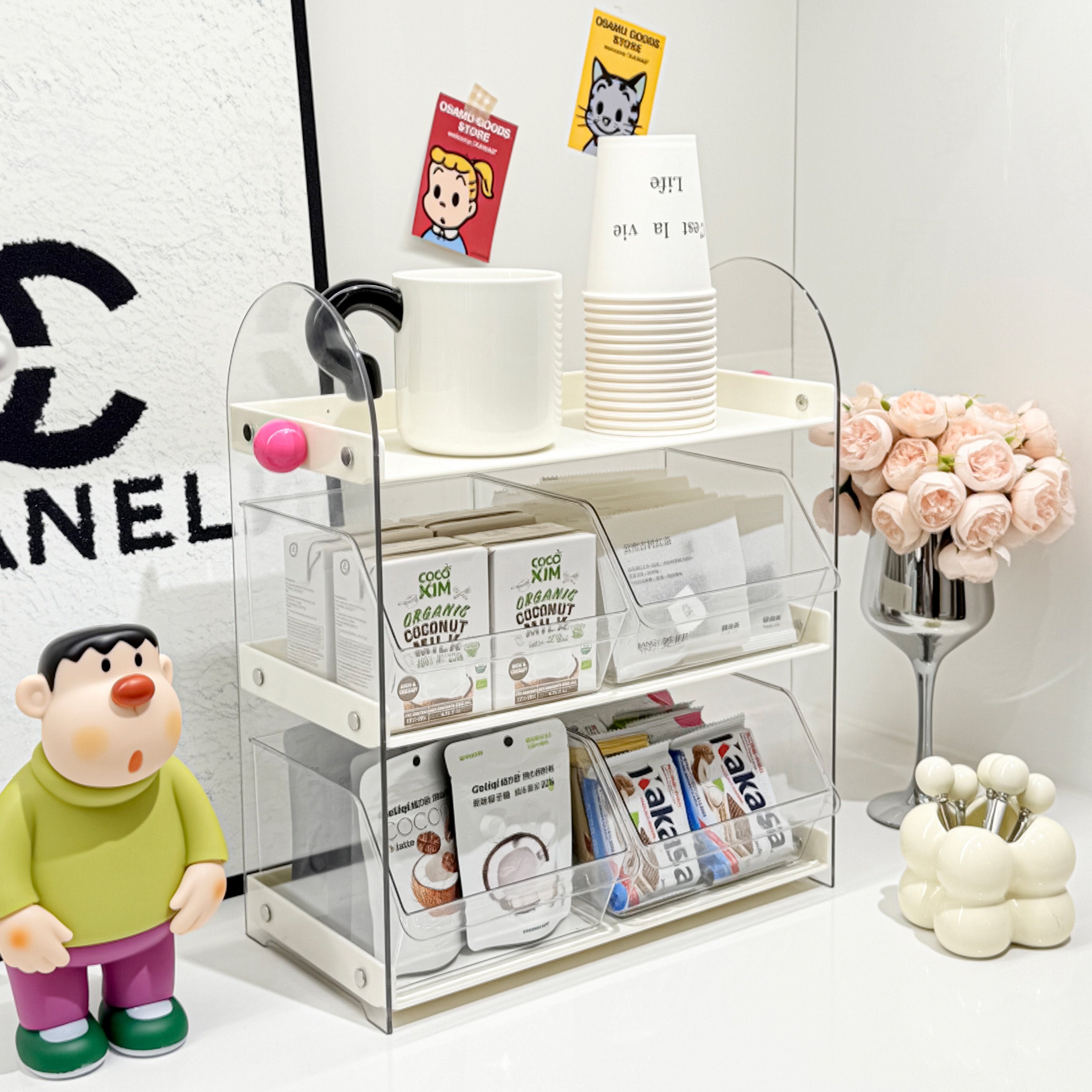 桌面水杯置物架办公室茶水间桌面展示架茶杯咖啡杯具收纳整理架