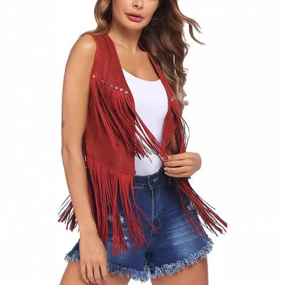 jacket wear casual street fringe with jacket sleeveless
