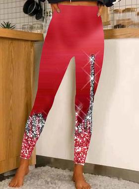 leopard pants print print leggings waist hip skinny sequin