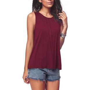 shirt Vest Sleeveless Clothing Solid Color Neck Womens