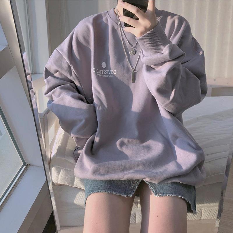 student top sweatshirt loose pullover sleeve thin female