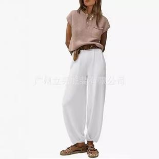 Set Sweater Pullover Pants Round Loose Neck Fashion Knitted