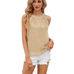 party neck shirt halter suspenders women Womens sequined