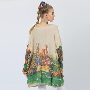 knitted sweater fat Large rabbit womens girl pullover size